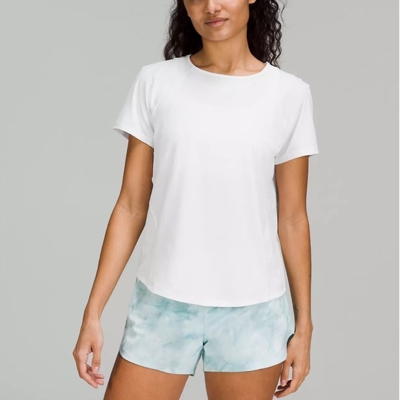 lululemon athletica Tops - Lululemon- NWT White Lightweight Stretch Run Shortsleeve Shirt